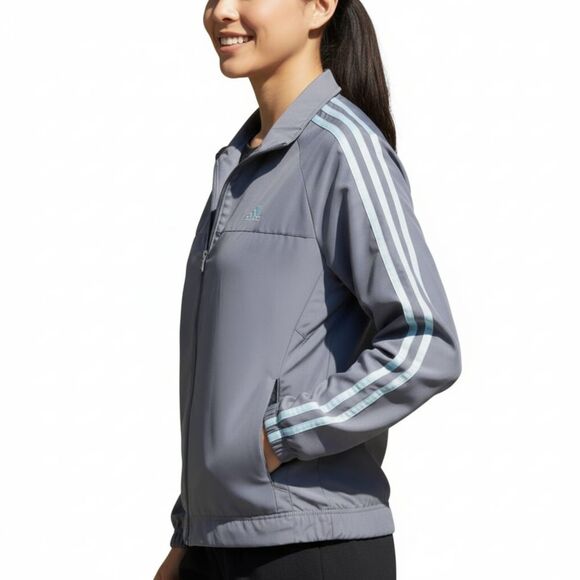 VTG Y2K Adidas CLIMALITE Track Jacket Windbreaker Full Zip Gray Blue AV1001 - XL - Picture 2 of 13